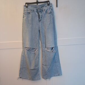 Women's American Eagle Outfitters Super High Rise Wide Leg Blue Jeans